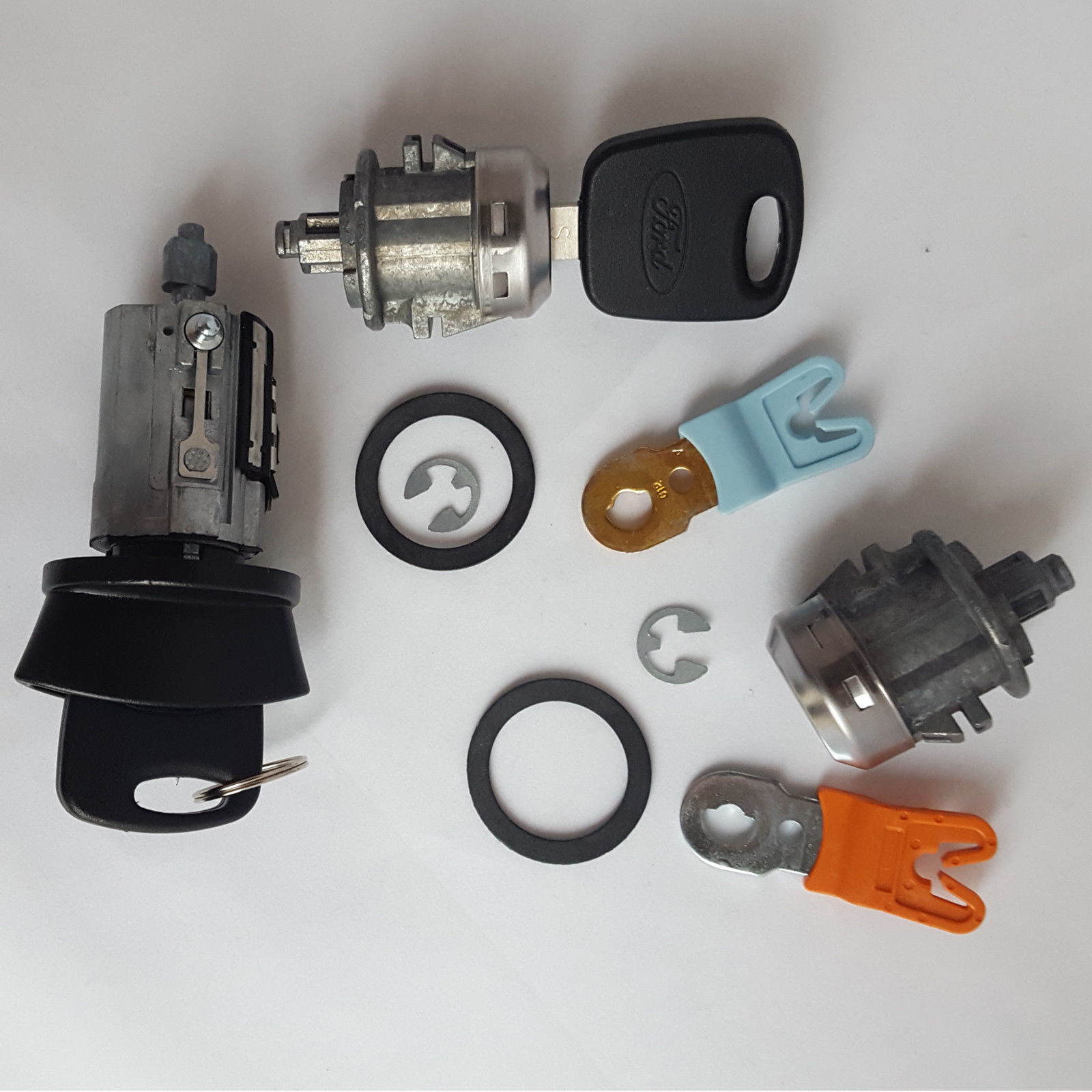 New Ignition Switch Cylinder and Matching Pair of Door Lock Cylinders And 2 OEM Transponder Keys