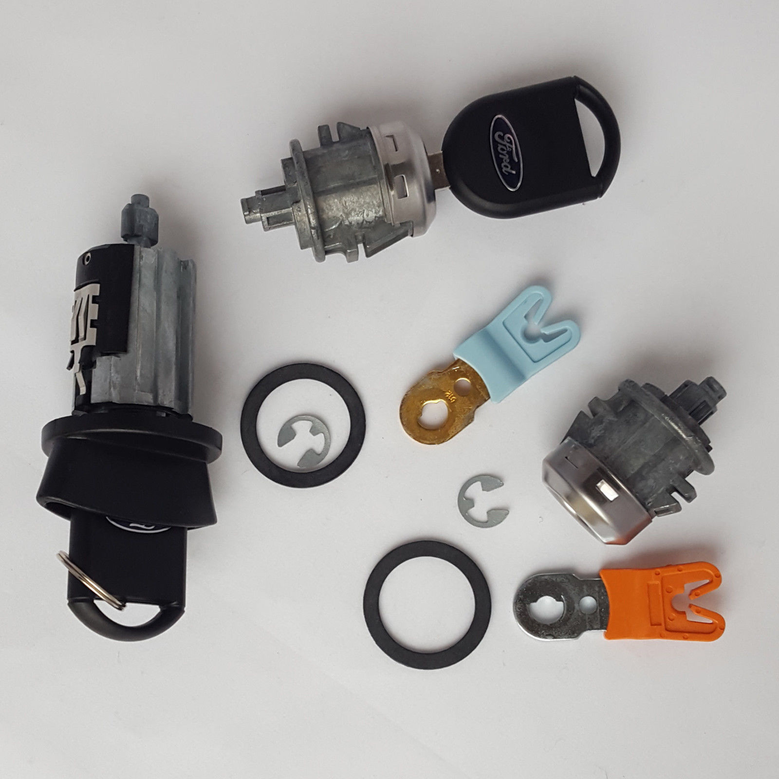 thumbnail image 2 of ASP Ford Ignition & Door Lock Cylinder Set – LC6177 + DL5883 With 2 Cut Logo Keys 2 of 3