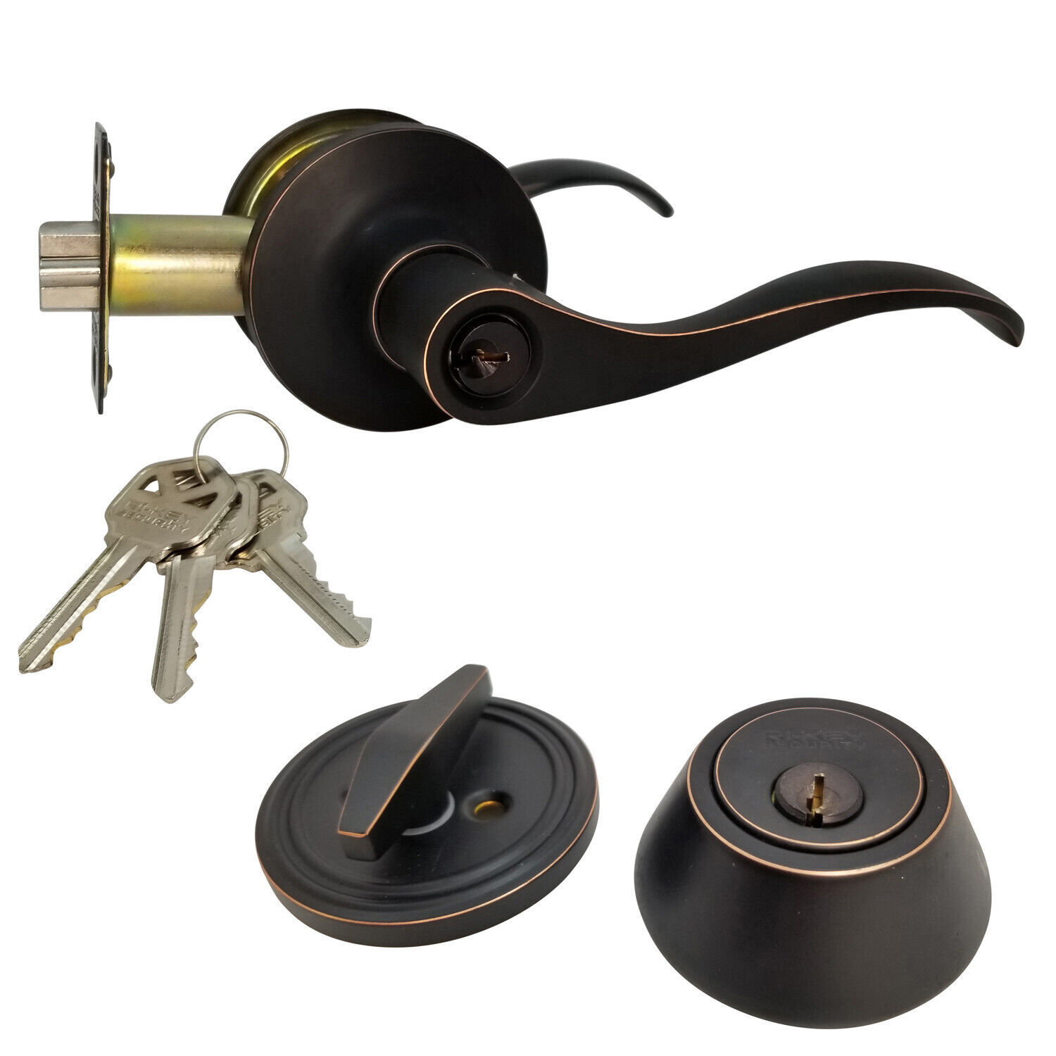 Lever Lock and Deadbolt Lock Set Keyed Cylinders 6 Keys Entry Ext/Int